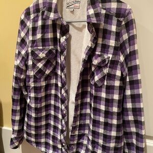 Purple Plaid Button-Up winter shirt